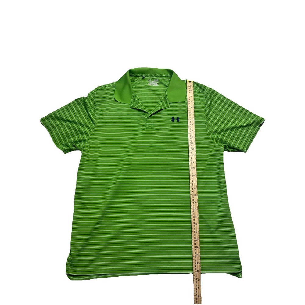 Under Armour Men's Green Stripped Collared Polo Shirt Size XL - Picture 2 of 6